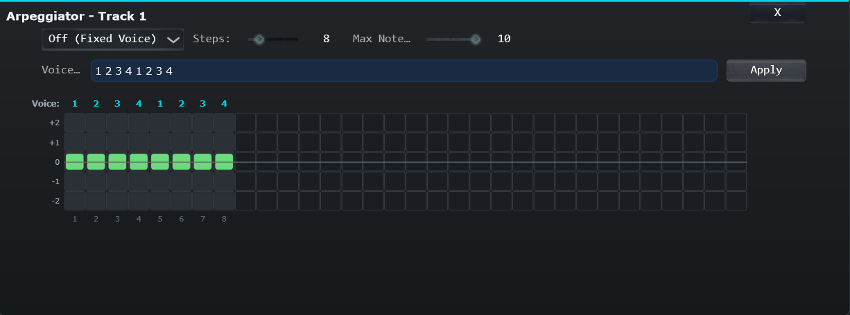Arpeggiator pattern editor