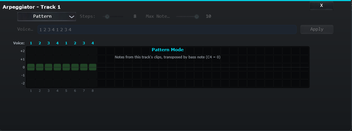 Arpeggiator pattern mode